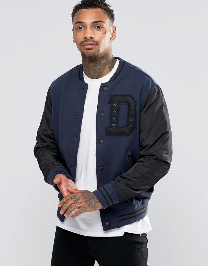 Diesel J-whose Varsity Bomber Nylon Sleeves - Navy