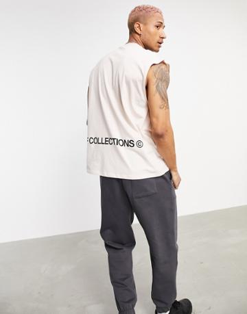 Asos Dark Future Tank In White With Logo Print-neutral