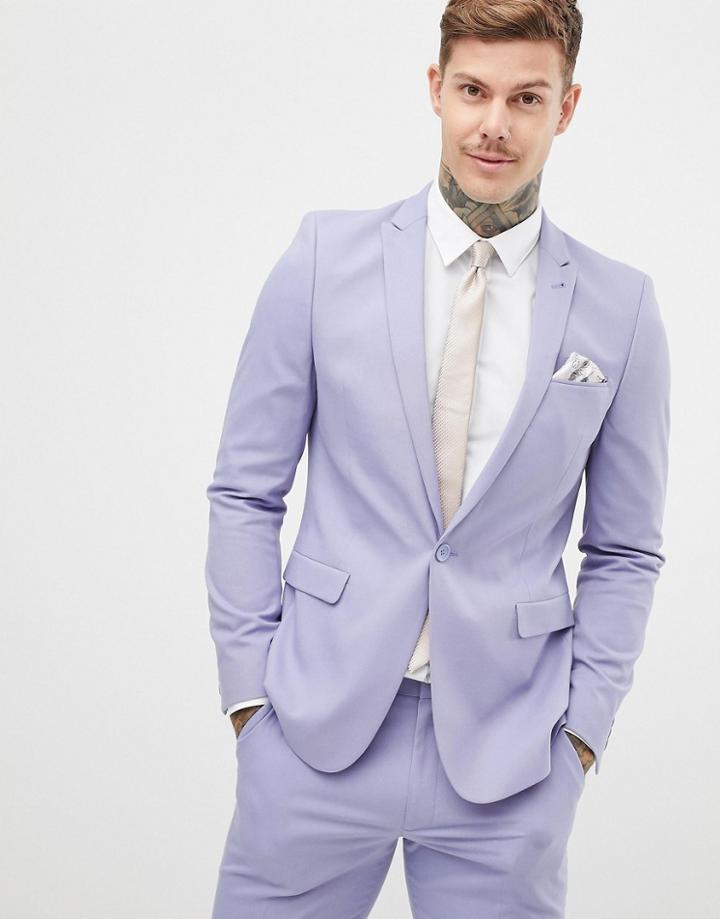 Asos Design Skinny Suit Jacket In Lilac-purple