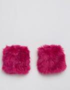 Asos Faux Fur Short Hot Pink Cuffs - Pink