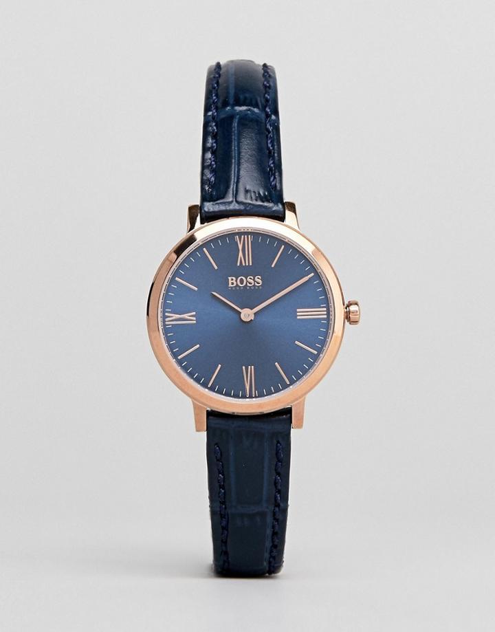 Hugo Boss Jillian Rose Gold Watch In Navy - Navy