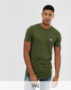 Le Breve Tall Raw Edge Longline T-shirt-green