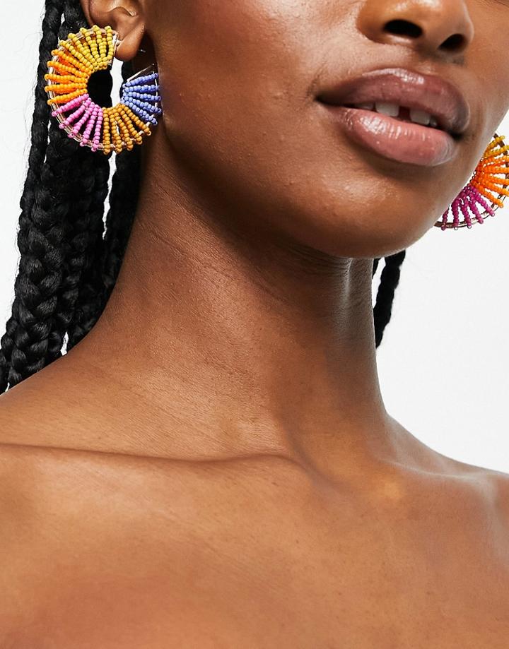 Pieces Beaded Hoops In Multicolor