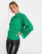 Y.a.s Lace High Neck Top In Green - Part Of A Set