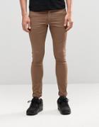 Asos Extreme Super Skinny Jeans In Light Brown - Pine Bark