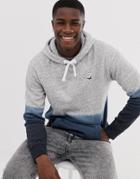 Hollister Icon Logo Dip Dye Overhead Hoodie In Gray To Black - Gray