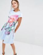 Ted Baker Bowkay Skater Dress In Focus Bouquet Print - Multi