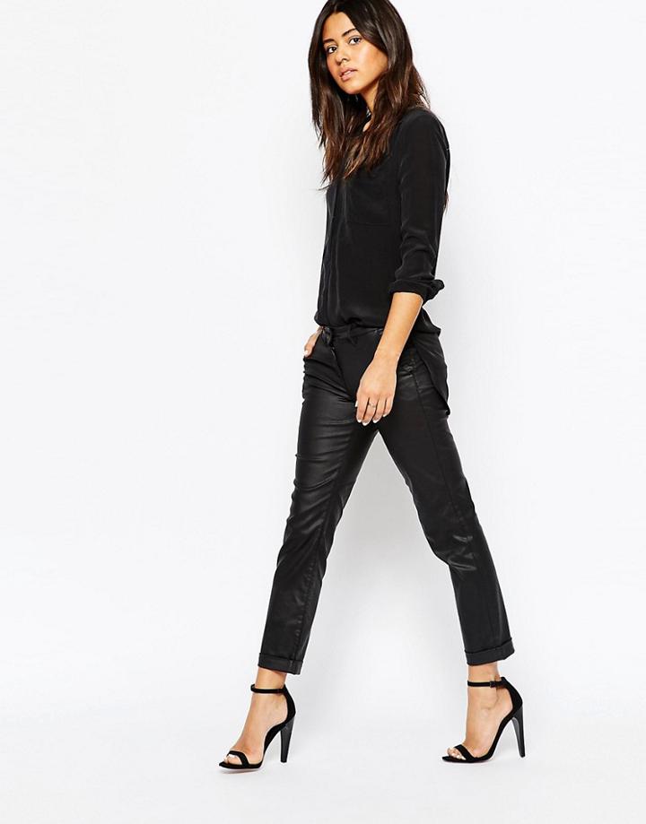 3x1 Low Rise Coated Pants - Black