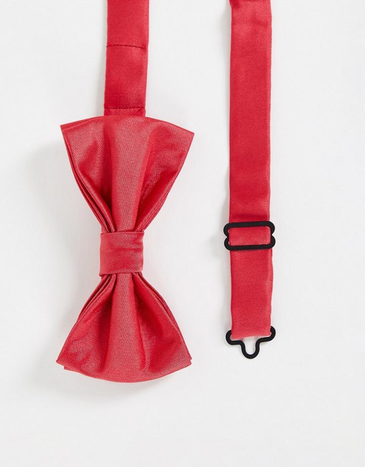 Devil's Advocate Satin Bow Tie In Neon Pink