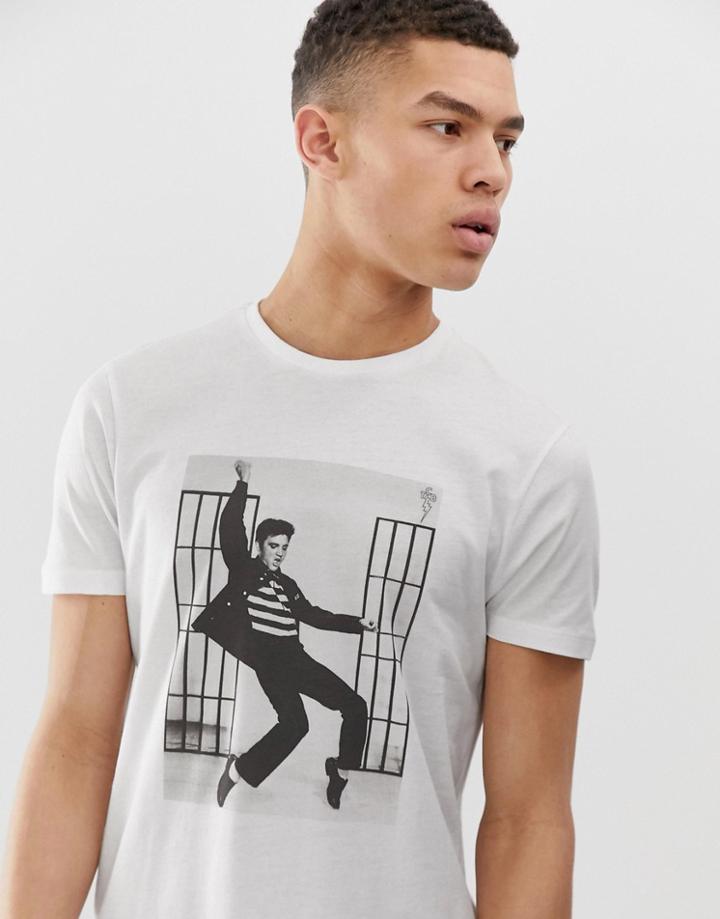 Asos Design Elvis T-shirt With Photographic Print - White