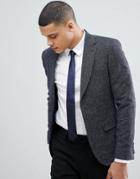 Moss London Slim Blazer In Navy Texture - Blue
