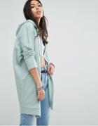 Noisy May Longline Zip Hoodie - Blue