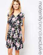Bluebelle Maternity Printed Double Layer Tea Dress With Frill Back - Multi