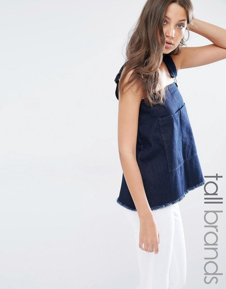 Waven Tall Pinafore Style Denim Top - Indigo