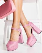 Lamoda Platform Heeled Shoes With Ankle Strap In Pale Pink
