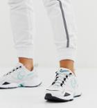 Nike White And Blue Air Heights Sneakers