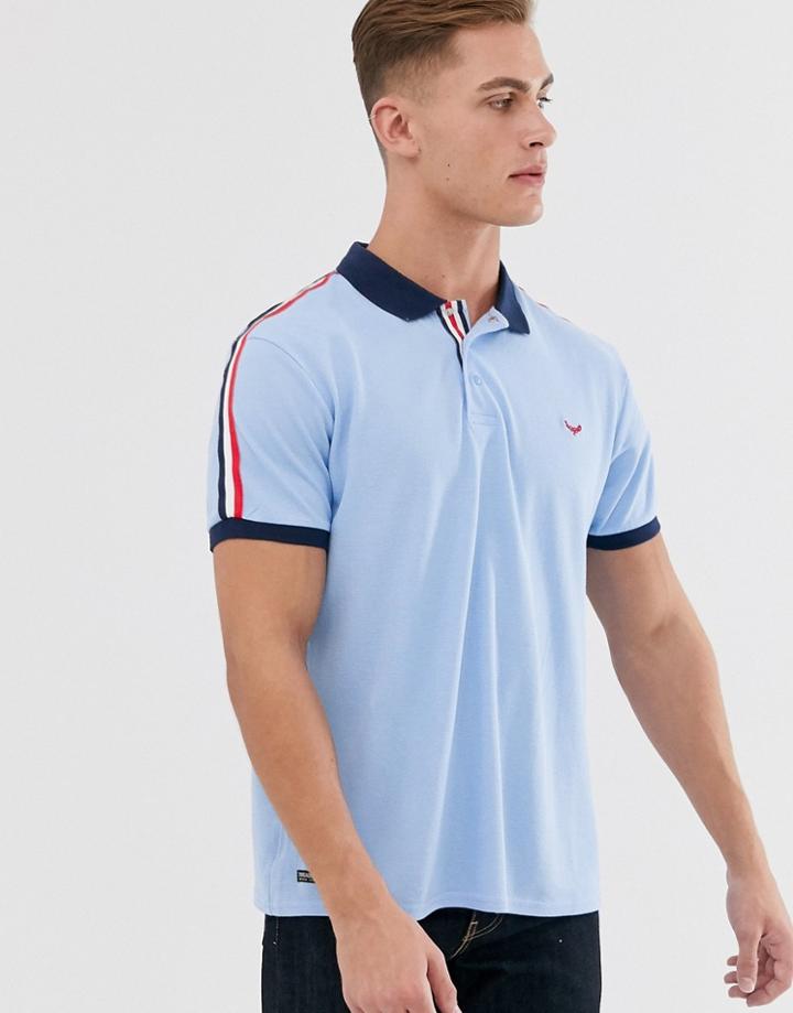 Threadbare Polo With Taping In Blue - Blue