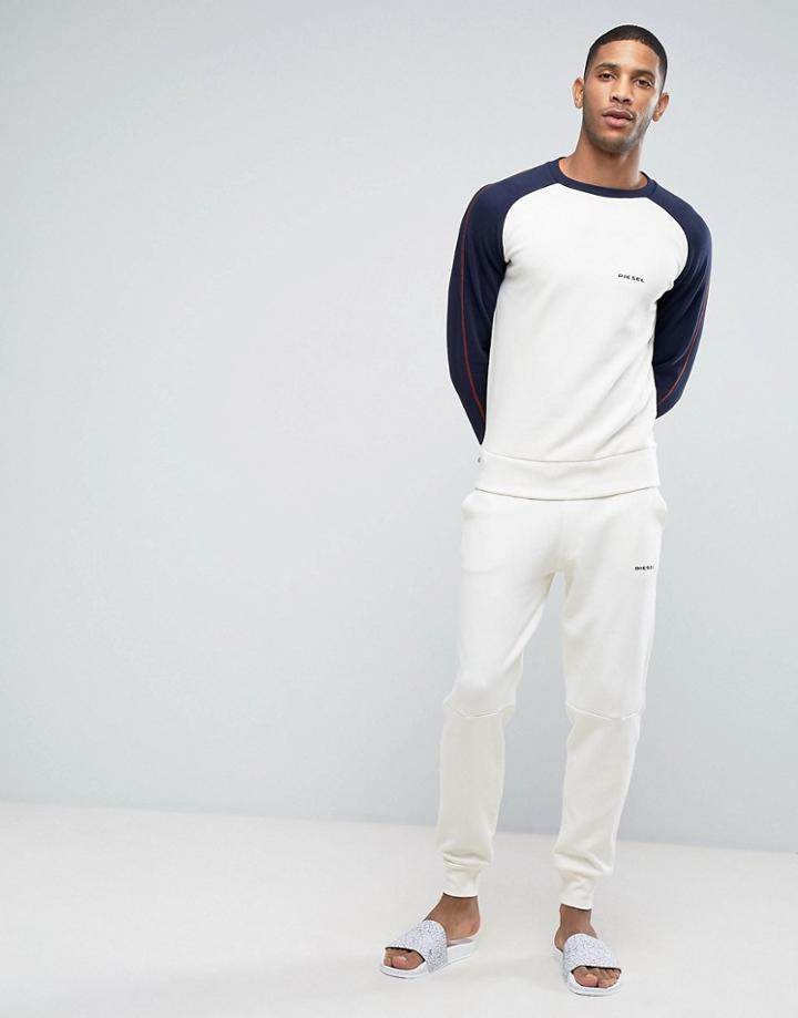 Diesel Cuffed Joggers In White - White