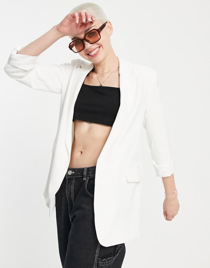 Pull & Bear Tailored Blazer In White
