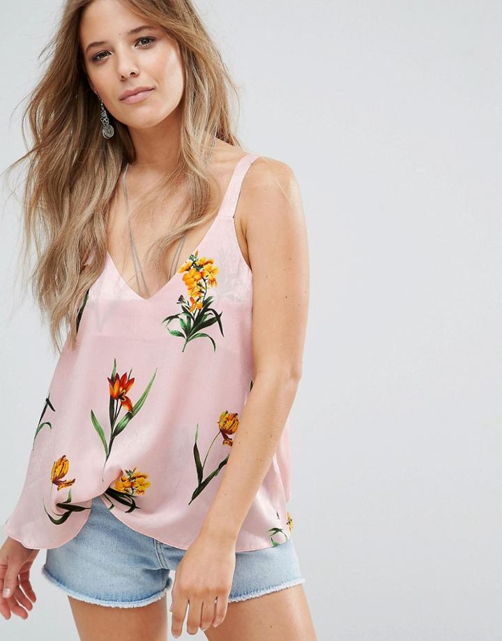 Asos Swing Satin Cami In Pretty Floral - Multi