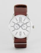 Police Esquire Watch In Brown With White Dial - Brown
