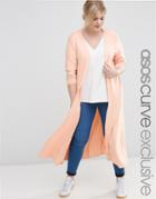 Asos Curve Longline Maxi Cardigan - Nude