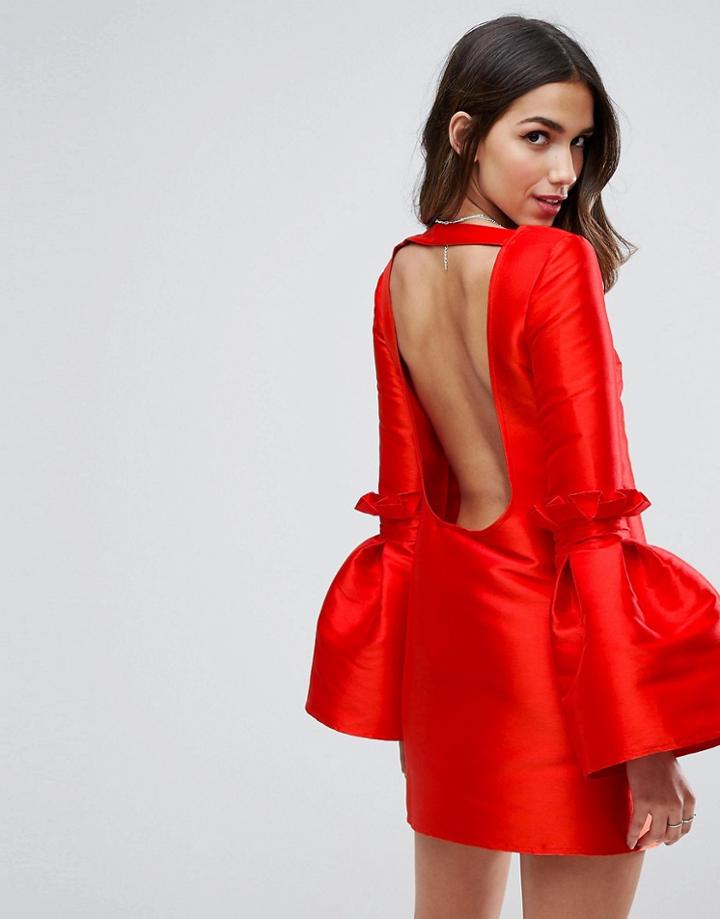 Asos Structured Extreme Sleeve Mini Dress - Orange