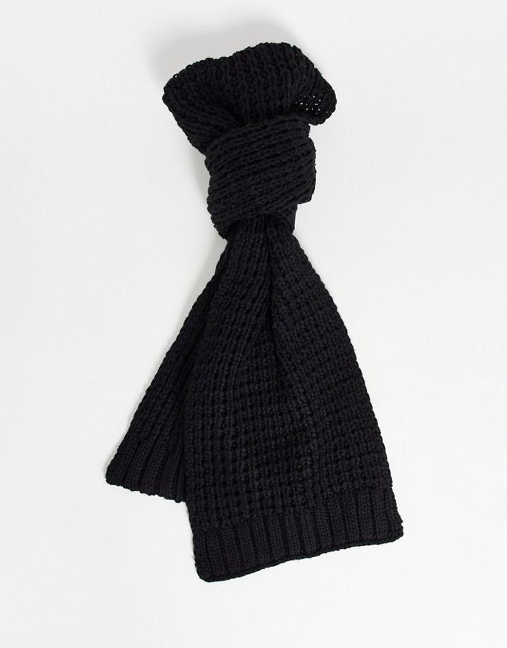 Asos Design Knitted Scarf In Black