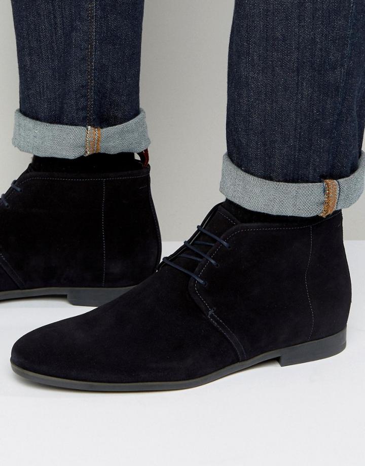 Hugo By Hugo Boss Paris Short Suede Boots - Navy