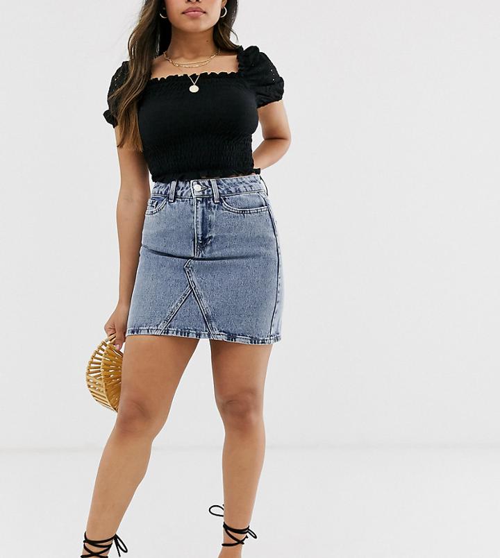 New Look Petite Denim Mom Skirt In Acid Blue