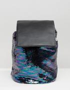 Asos Sequin Drawstring Backpack - Multi