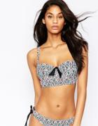 Pour Moi Geo Longline Padded Bikini Top - Black Multi