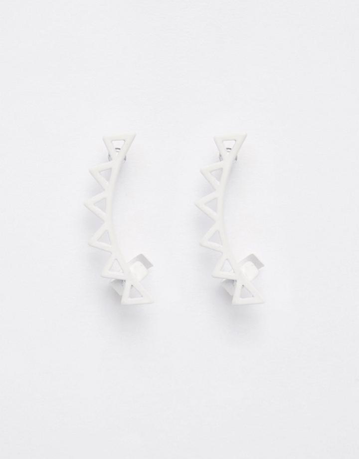 Asos Geometric Ear Cuff In White - White