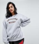 Prettylittlething Plus California Slogan Sweatshirt In Gray - Gray