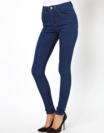 Asos Ridley High Waist Ultra Skinny Jeans In Rich Darkwash Blue