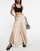 Topshop Waterfall Skirt In Beige-neutral