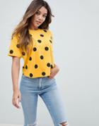 Asos T-shirt In Polka Dot - Yellow