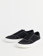 Asos Design Sneakers In Black With Contrast Stitching