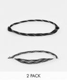 Asos Design 2 Pack Cord Anklet Set In Black And Gray Mix