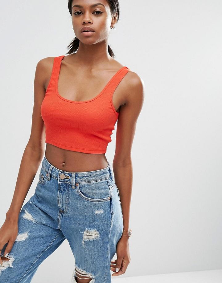 Asos Tank Crop Top In Rib - Bright