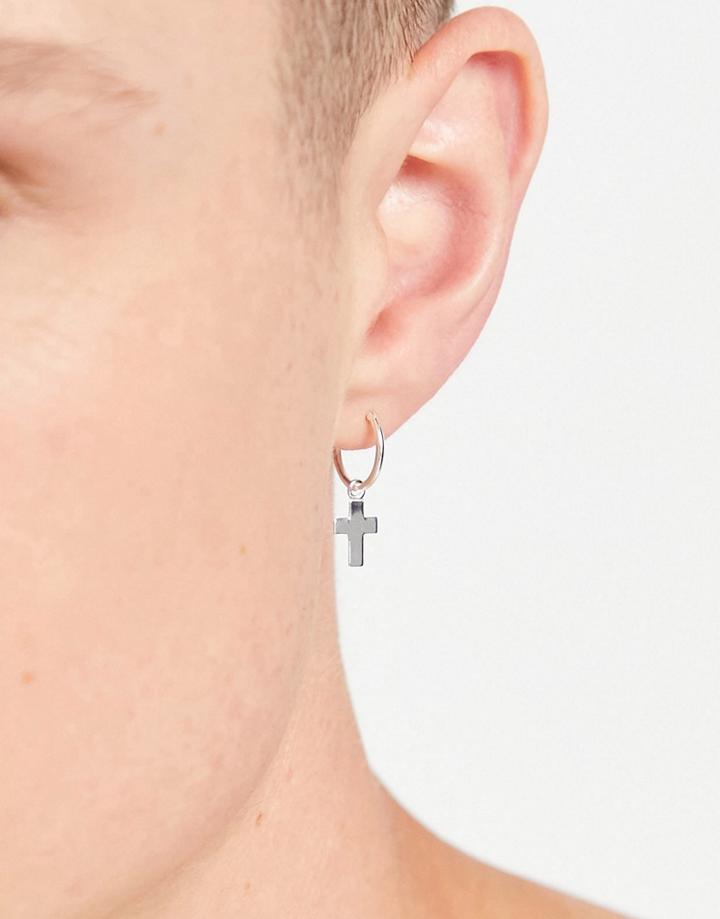 The Status Syndicate Sterling Silver Cross Hoop Earrings