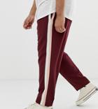 Asos Design Plus Skinny Smart Pants In Burgundy With Double Side Stripe-red