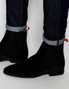 Asos Chelsea Boots In Black Suede - Black
