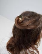 Asos Folded Metal Disc Hair Pin - Gold