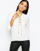 Lipsy Open Front Blouse With Chain Detail - White