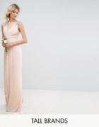 Tfnc Tall Pleated Maxi Dress With Embellished Shoulder - Pink