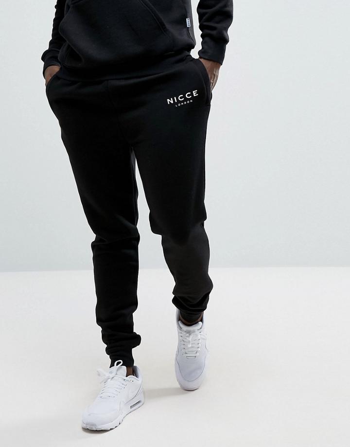 Nicce London Skinny Joggers In Black - Black