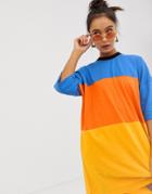 The Ragged Priest Oversized T-shirt Dress In Color Block - Multi