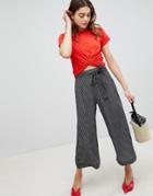 Brave Soul Dakota Crop Pants In Stripe - Black