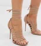 Asos Design Wide Fit Half Way Strappy Stiletto Heeled Sandals-beige